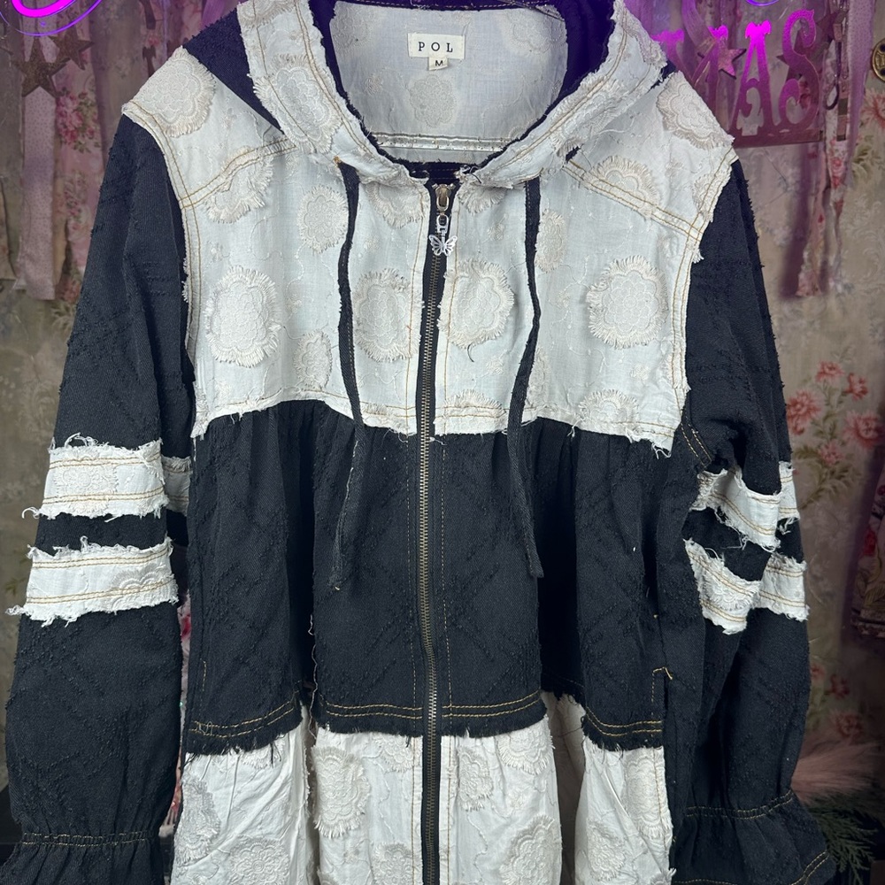 Pol Moonwake Hollow Boho Patchwork Hooded Jacket … - image 5